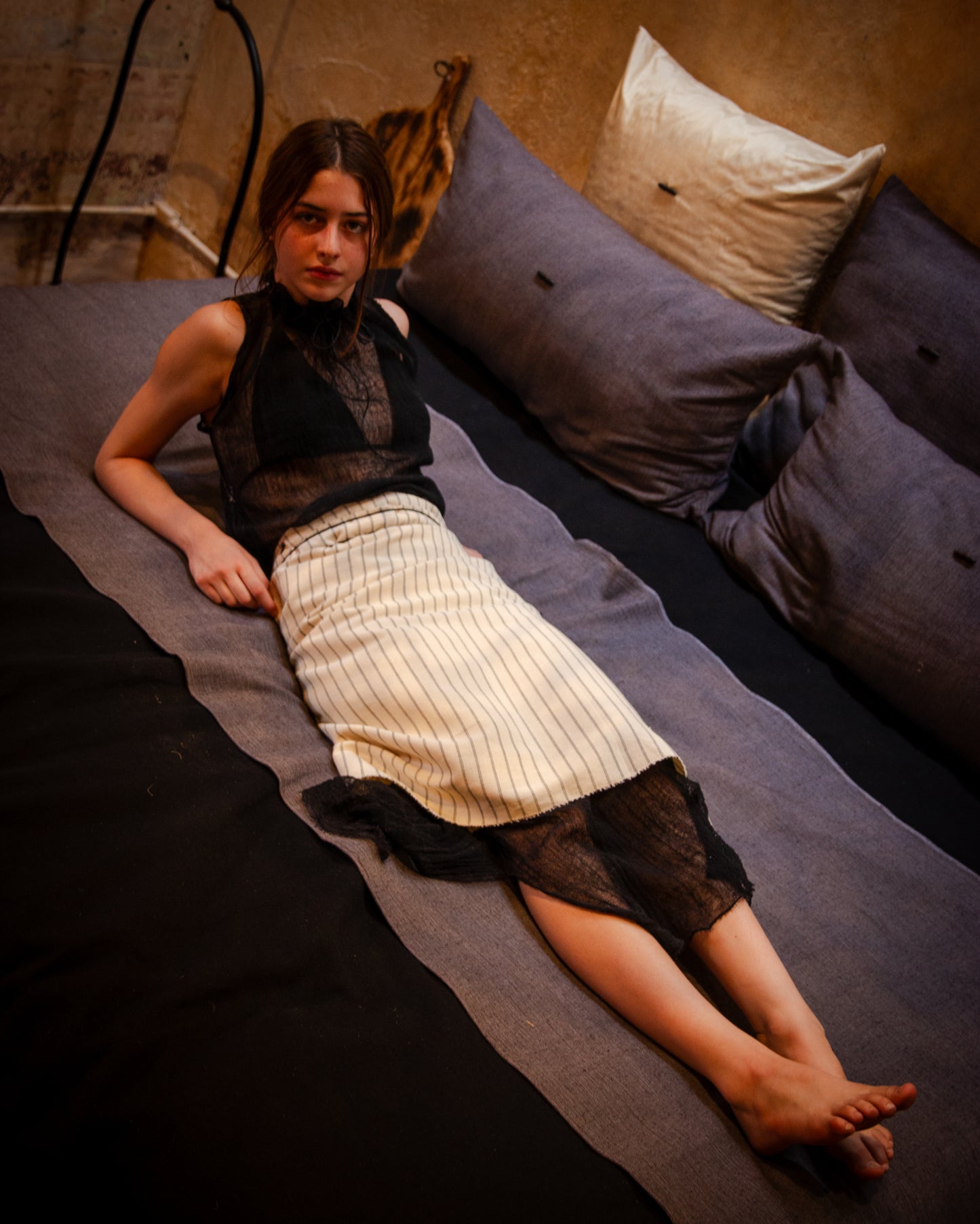 Pareo telar de pedal mediano con rallas