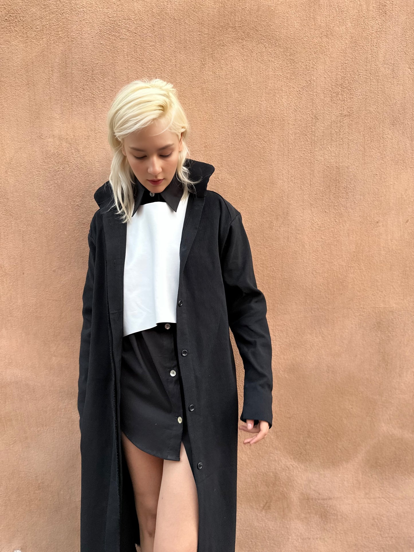 Chaleco de piel color blanco largo