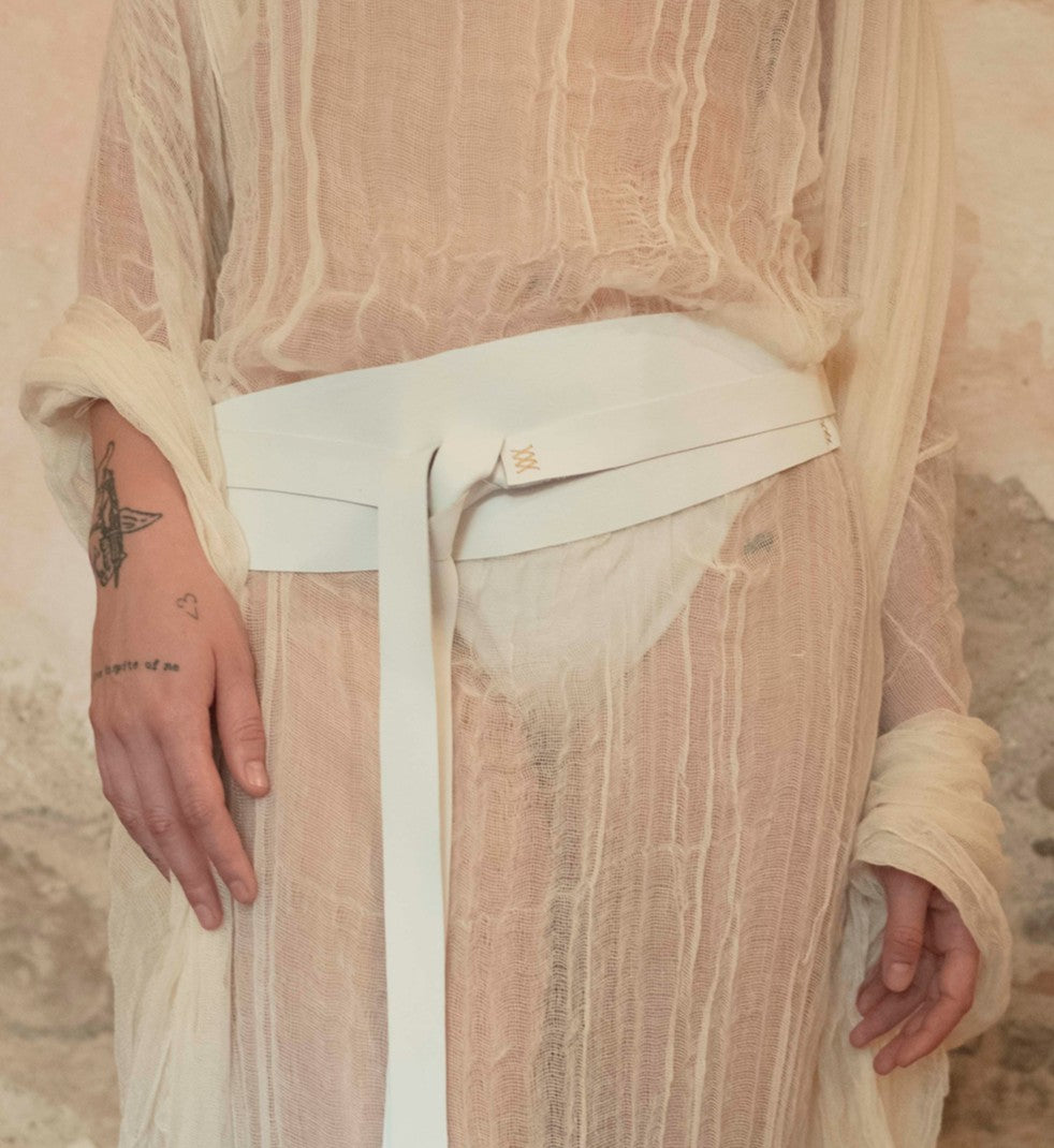 Cinturón de piel chico blanco