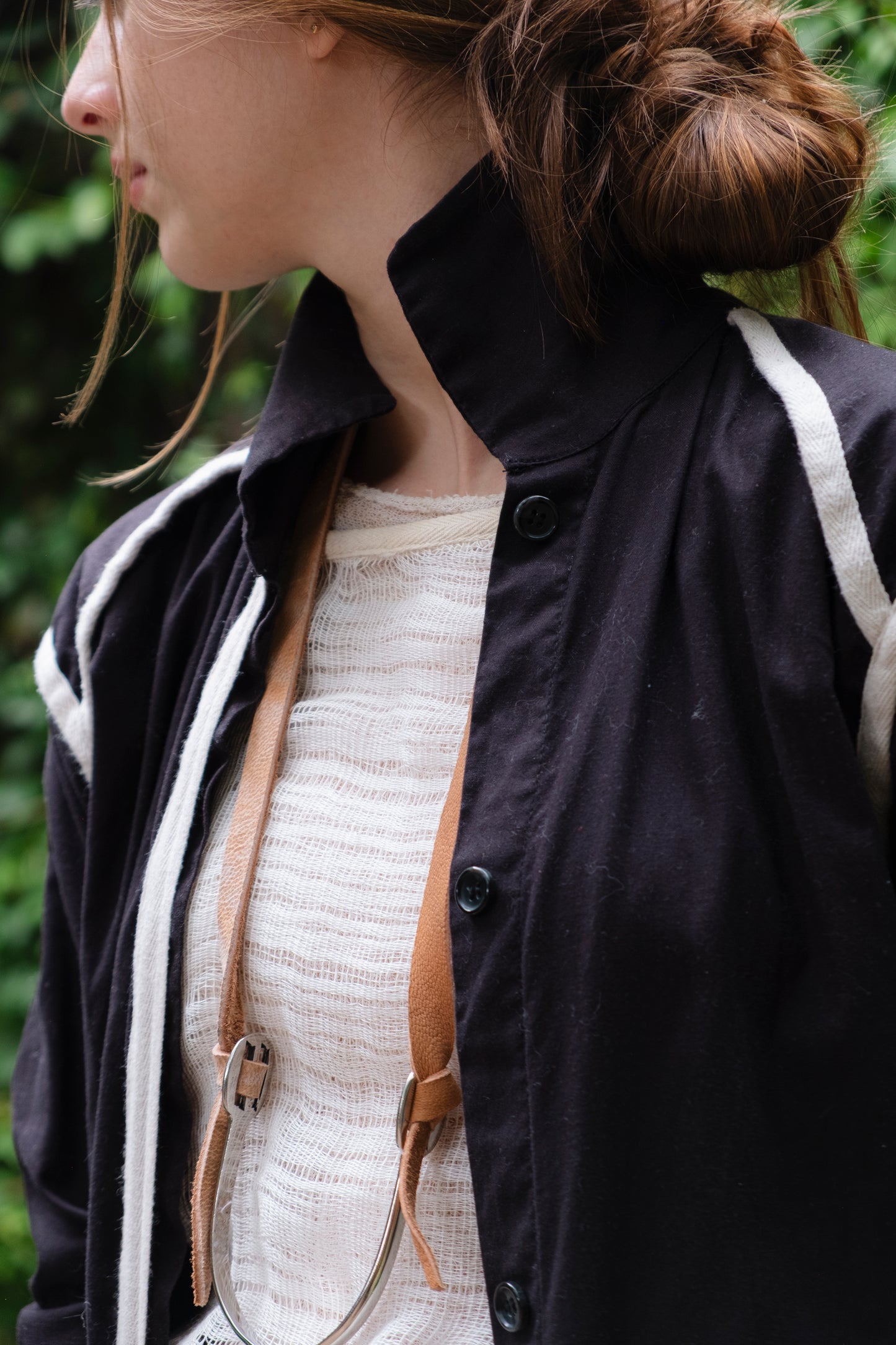 Saco negro bies crudo muselina