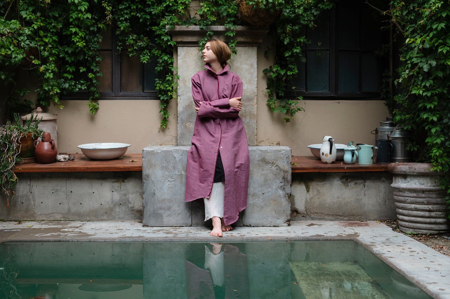 Saco en pedal de telar Berenjena, 100% algodón