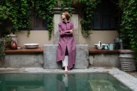 Saco en pedal de telar Berenjena, 100% algodón