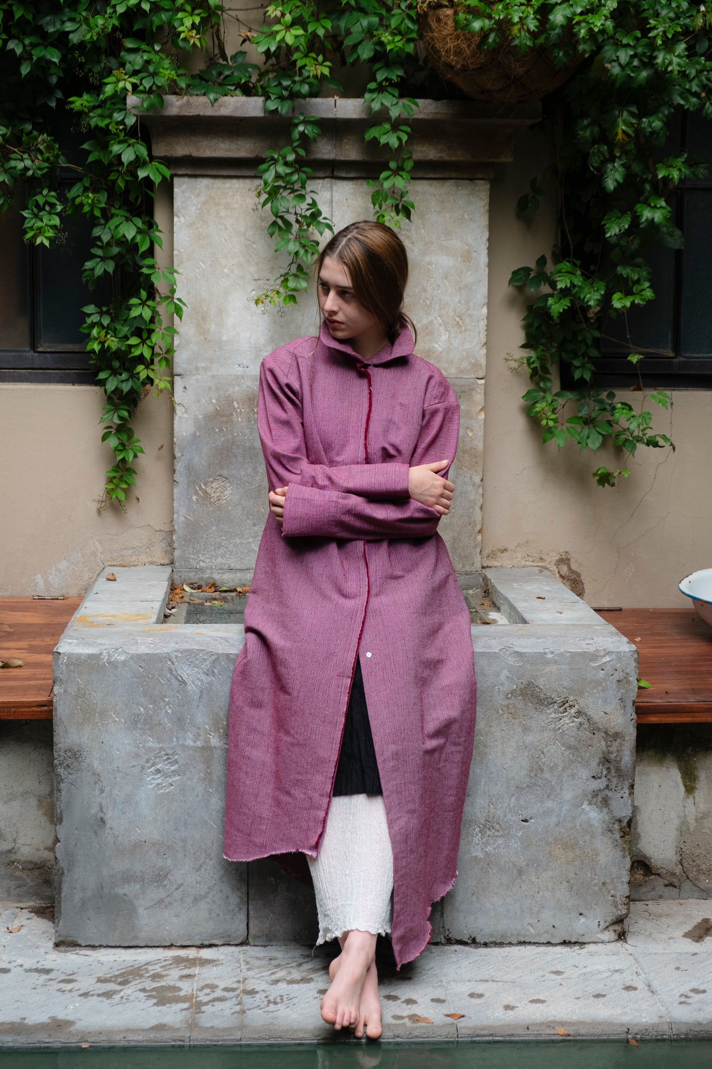 Saco en pedal de telar Berenjena, 100% algodón