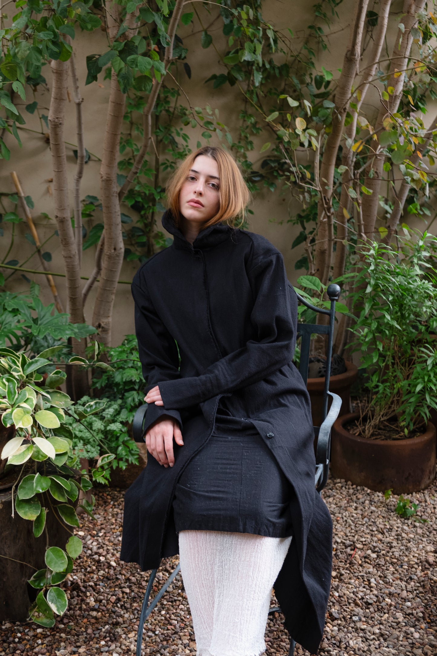 Saco en telar de pedal negro