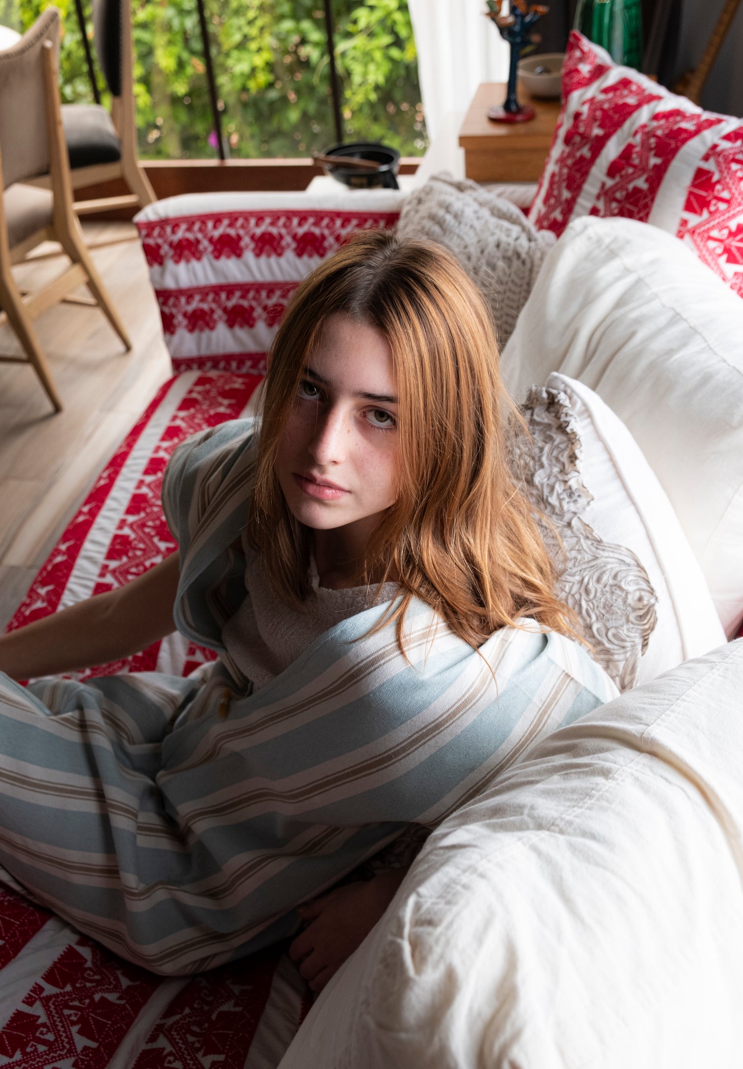 Vestido telar de pedal 100% algodón líneas botón charro, limited edition