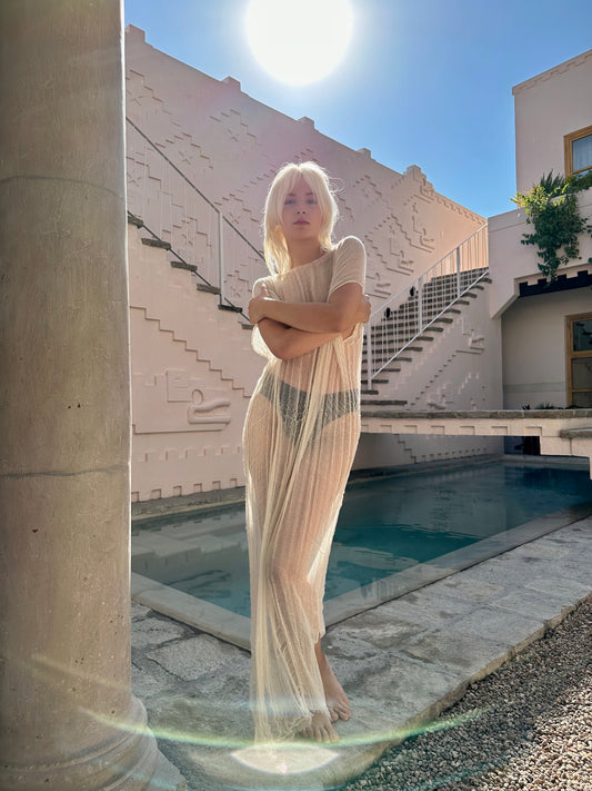 Vestido de manta de cielo básico color crudo