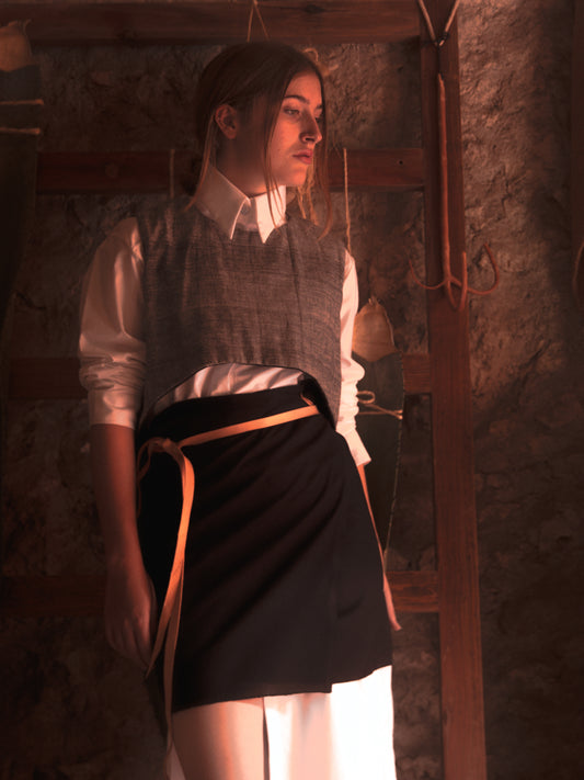 Pareo telar de pedal corto color negro