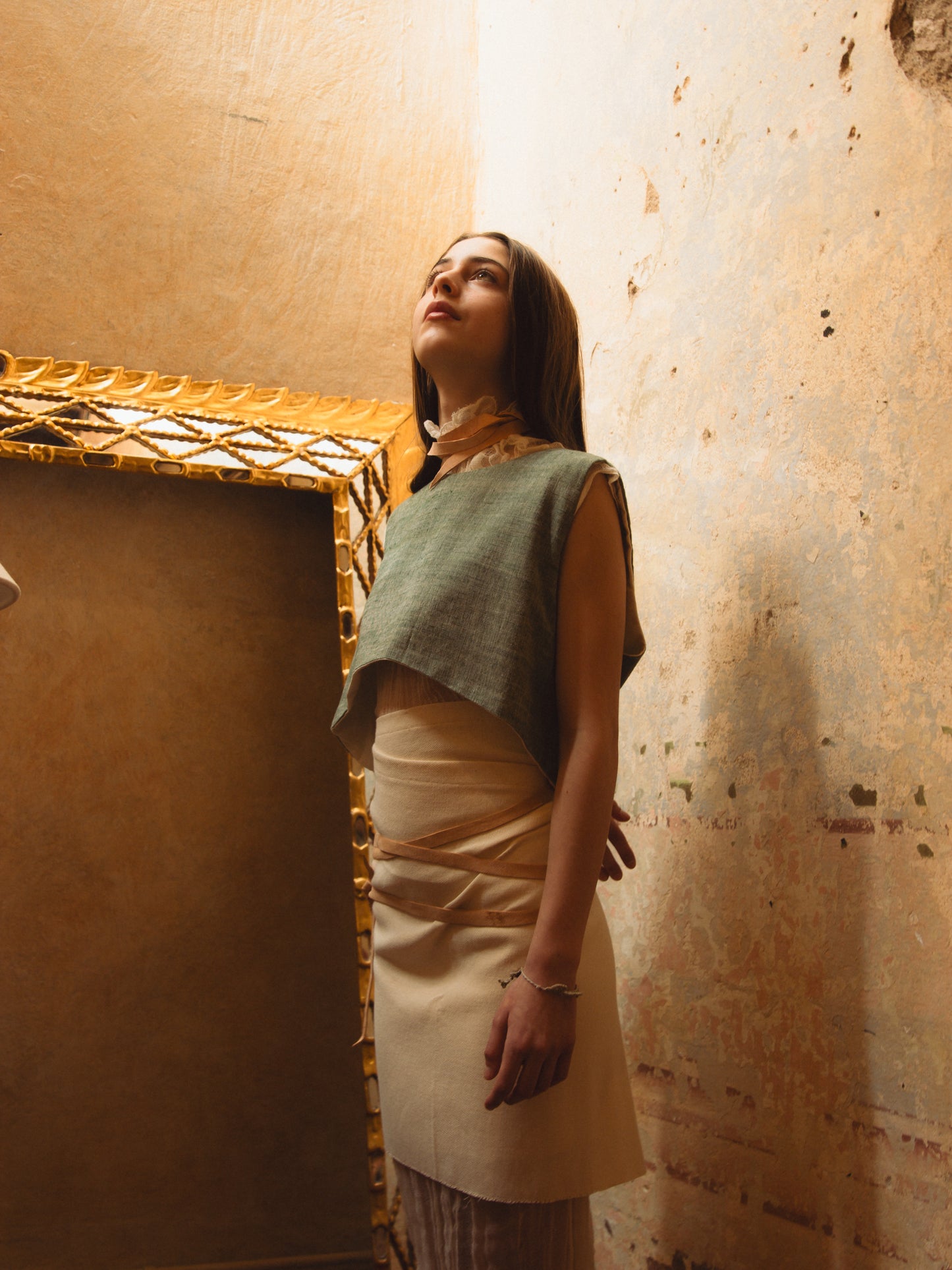 Chaleco telar de pedal verde