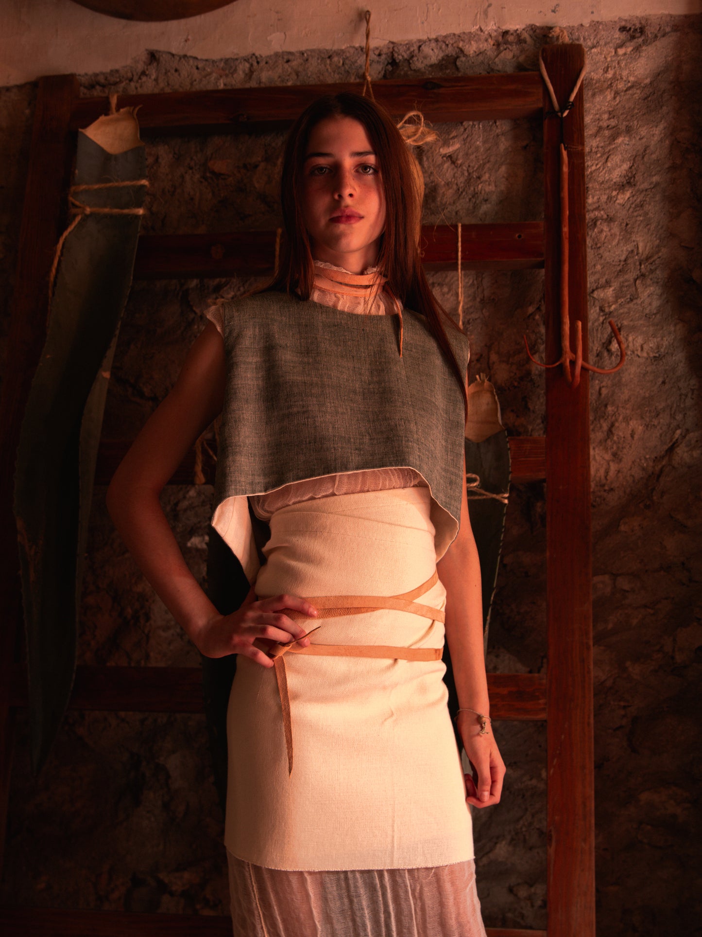 Chaleco telar de pedal verde