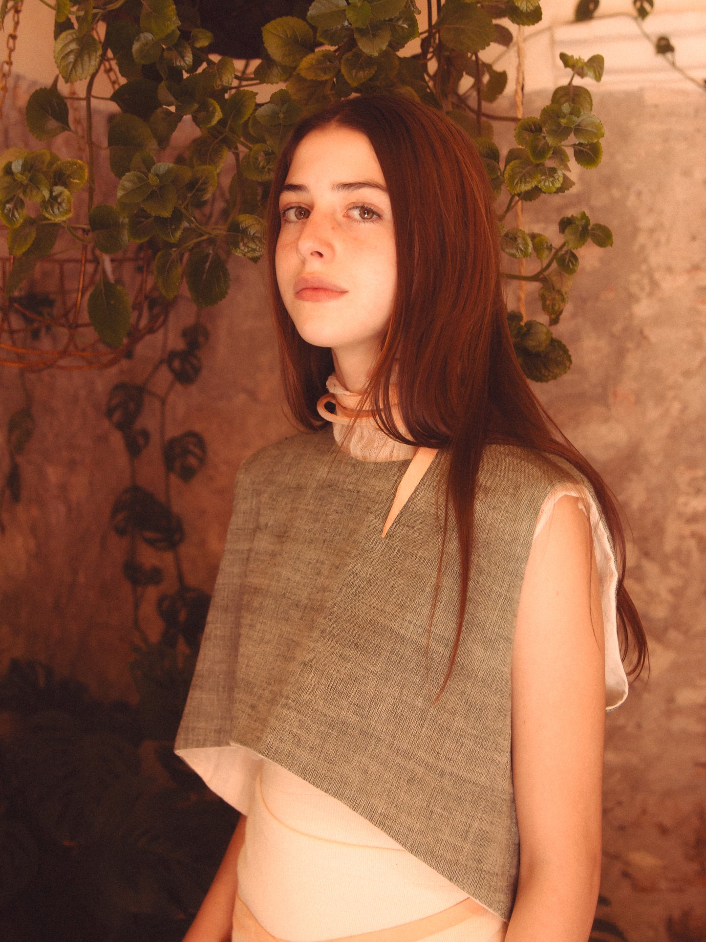 Chaleco telar de pedal verde