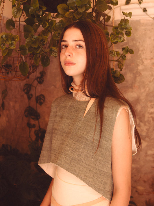 Chaleco telar de pedal verde