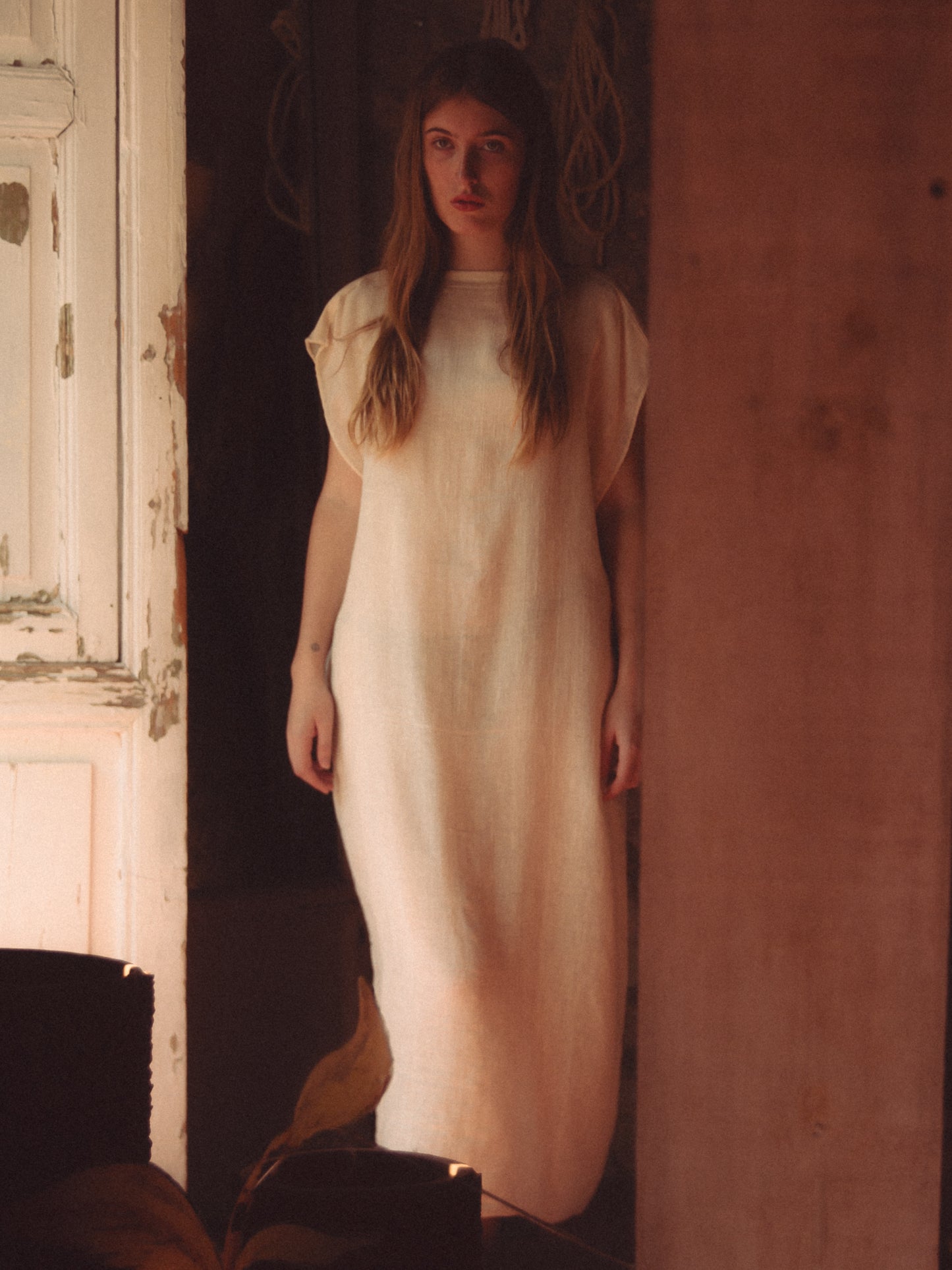 Vestido telar de pedal de Oaxaca con cinta de algodón