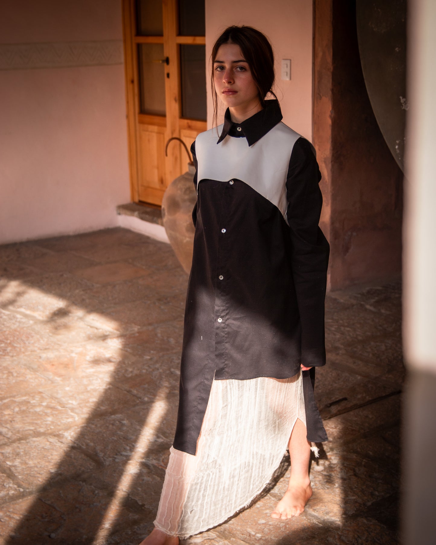 Chaleco de piel color blanco