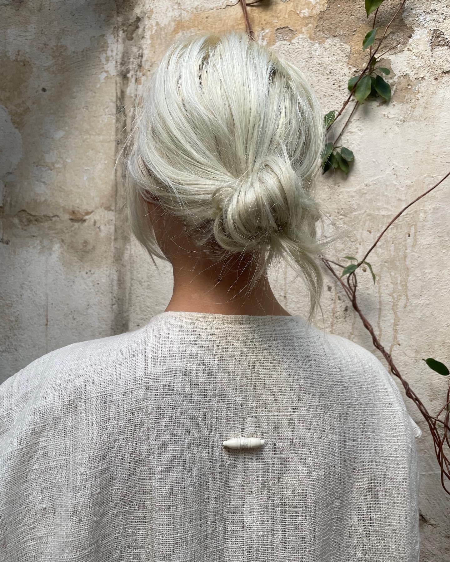 Chaleco de telar de cintura largo crudo