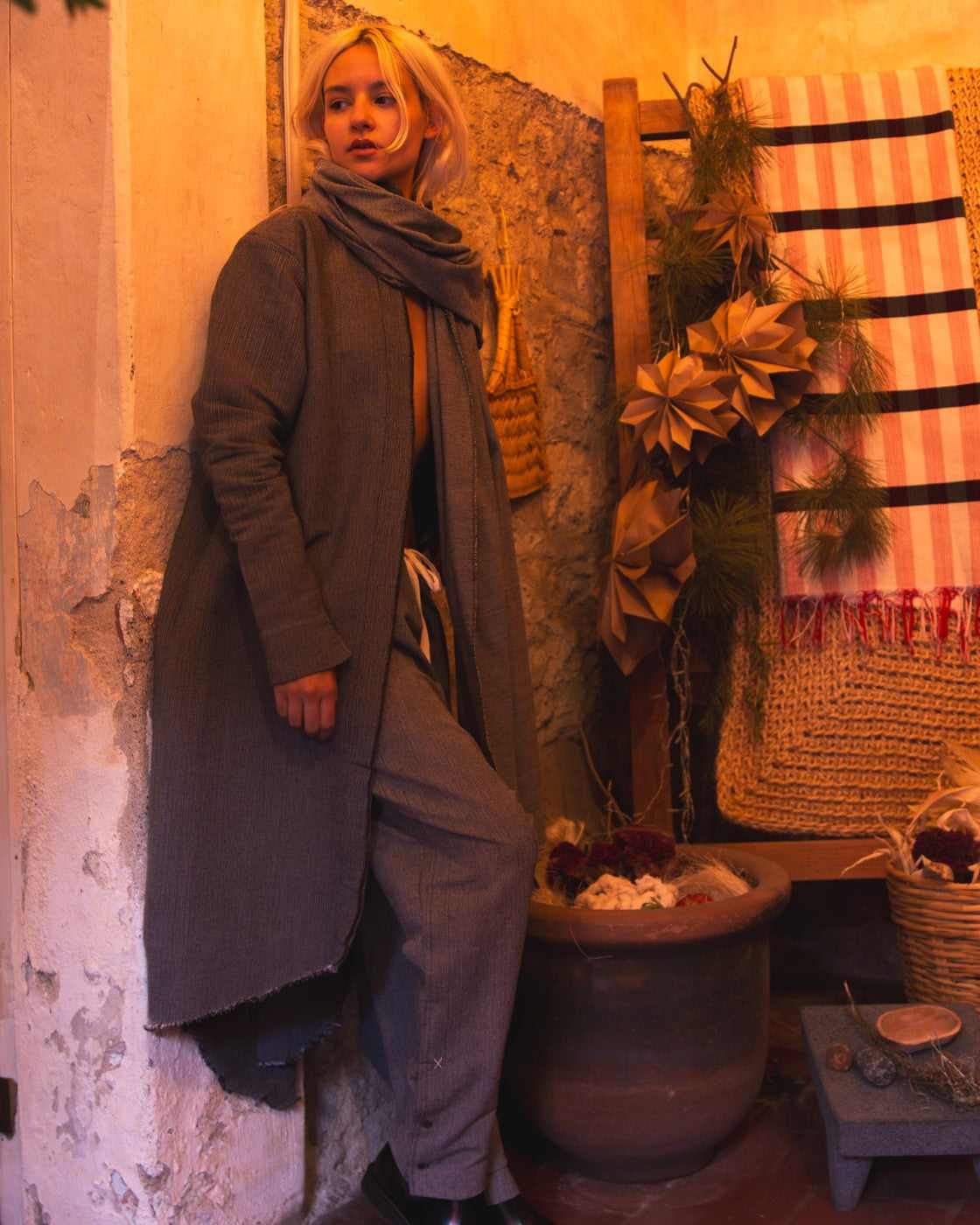 Saco de telar de pedal café