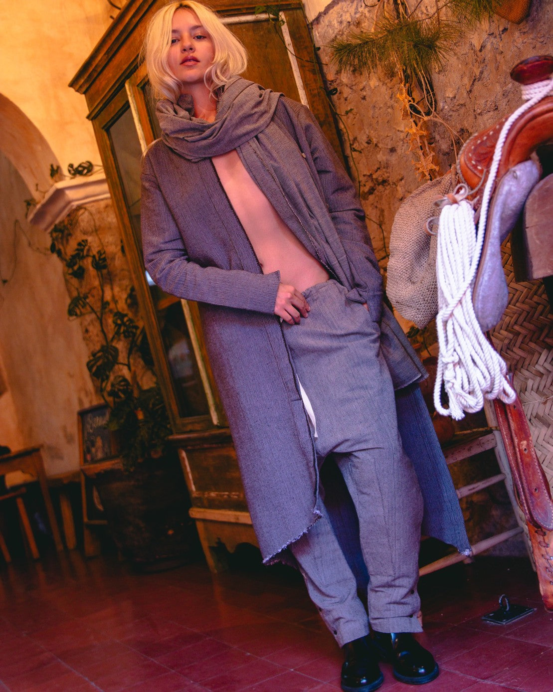 Saco de telar de pedal café