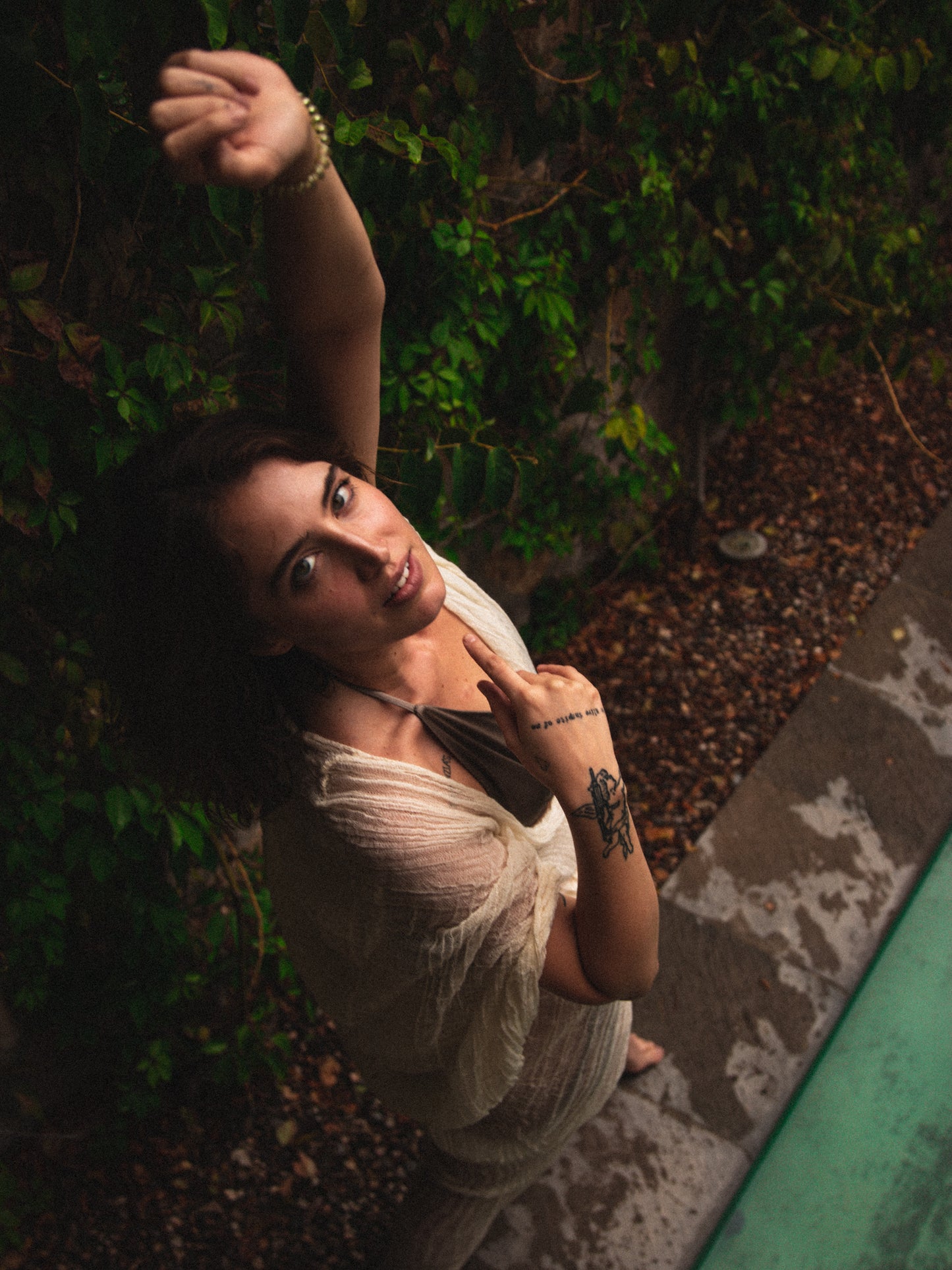 Chaleco de telar de cintura largo crudo